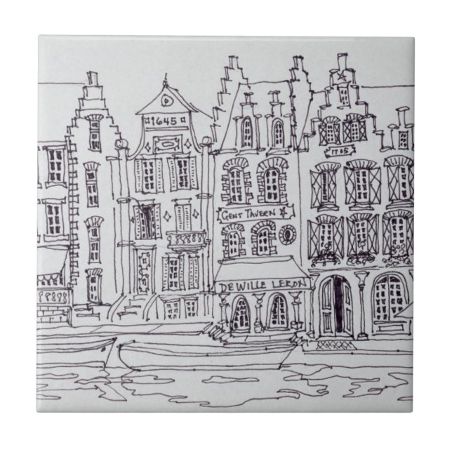 Flemish Architecture water front, Ghent, Belgien Kakelplatta (Framsidan)