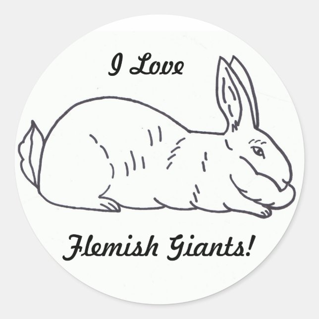 Flemish Giant Rabbit Sticker Runt Klistermärke (Framsida)