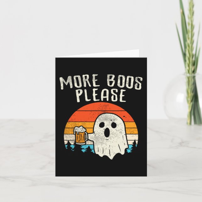 Fler boos, Ghost Beer Retro Halloween Drinki Kort (Framsida)