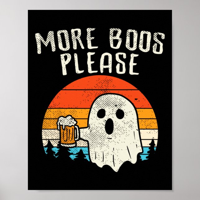 Fler boos, Ghost Beer Retro Halloween Drinki Poster (Framsidan)