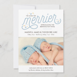 Fler Merrier Twillingars Birth Announcement Photo Meddelande