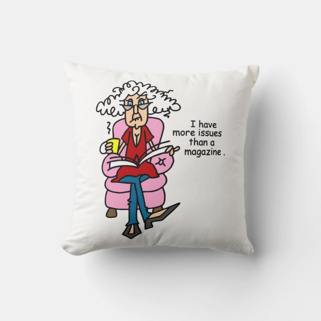Fler problem än ett magasin Humor Kudde (Framsida)