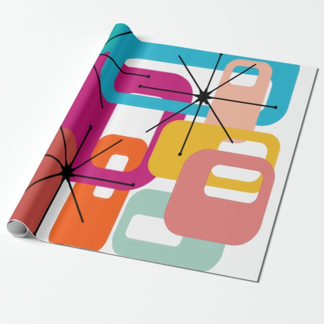 Fler rektanglar och stjärnor presentpapper (Utrullad)