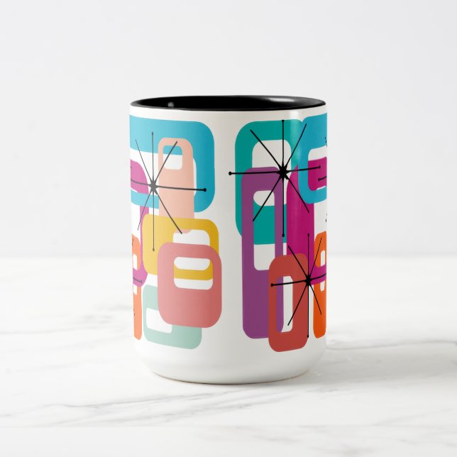 Fler rektanglar och stjärnor tvåtonkaffe Mugg (Center)