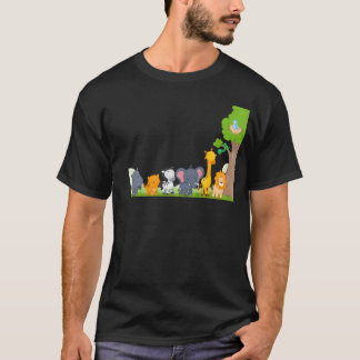 Flera djur på zoo lejon giraff elefant vänner t shirt