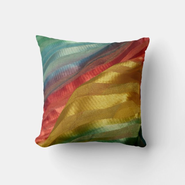 Flera Färg Fabric Rainbow Kudde (Framsida)