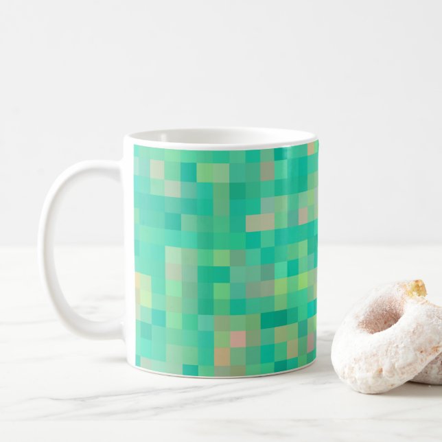 Flera Färg-kvadrat Mönster Kaffemugg (Med munk)
