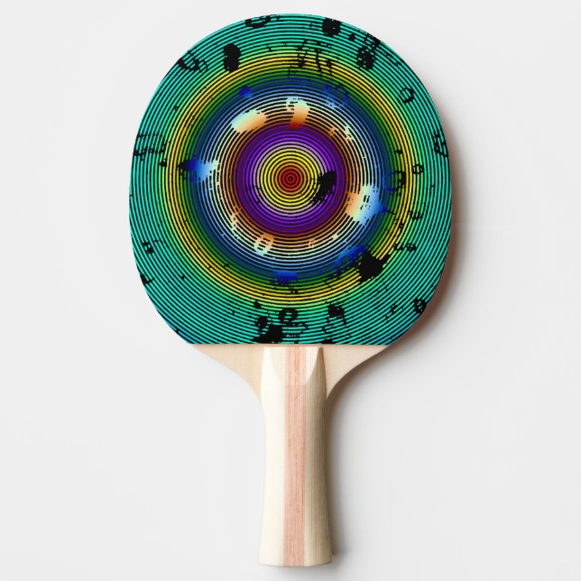 Flera Färg-Mönster i cirklad Pingisracket (Framsidan)