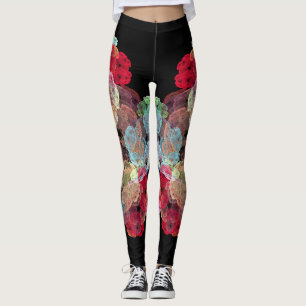 Flera färg-skyltar på svart bakgrund leggings