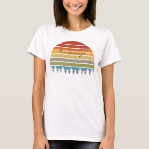Flera färg strimlade sol med träd Thunder_Cove T Shirt