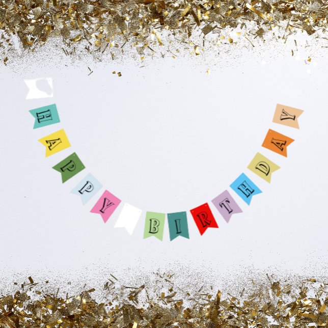 Flera färgade buntar i Grattis på födelsedagen Par Vimplar (In Situ Party)