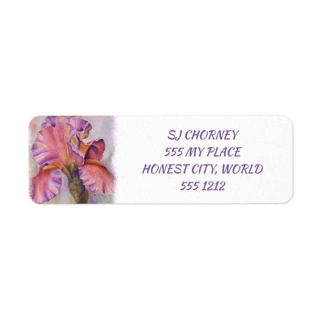 FLERA FÄRGFÄRGADE IRIS-BLOMMIGTAR RETURADRESS ETIKETT (Framsidan)