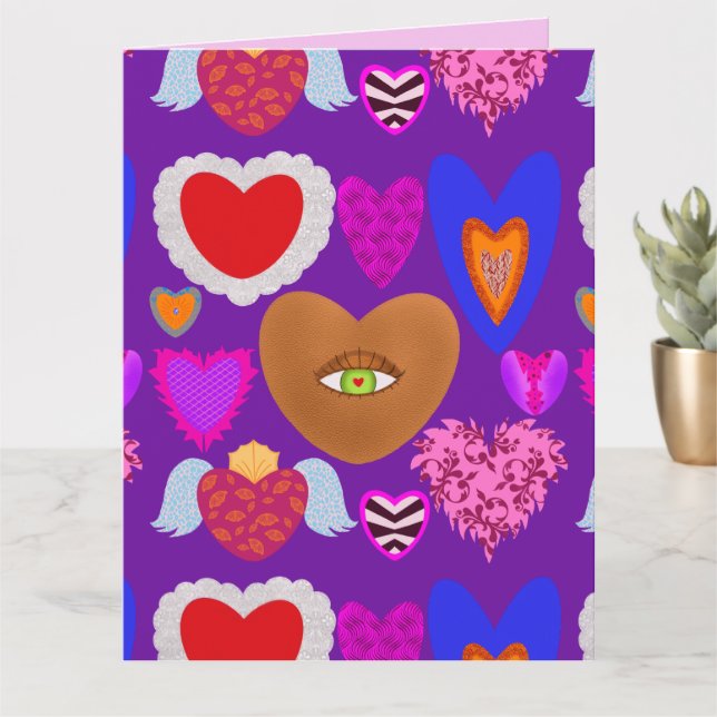 Flera färgglada hjärtan Alla hjärtans dag Kort (Liten växt)