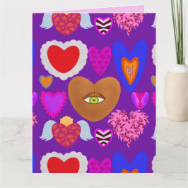 Flera färgglada hjärtan Alla hjärtans dag Kort