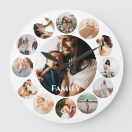 Flera foton Samla ihop enkel familjerunda Ram Stor Klocka