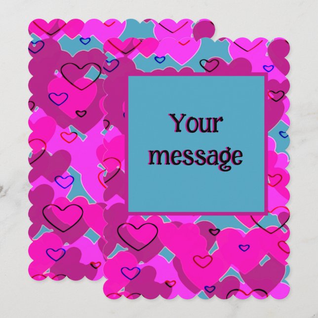 Flera hjärtan design julkort (Fram/baksida)