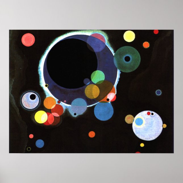 Flera kretsar, abstrakt konst av Kandinsky. Poster (Framsidan)