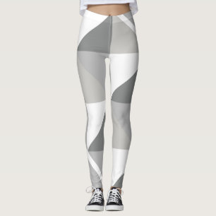 Flera skuggor med vit och grått geometrisk design leggings