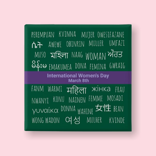 Flera språk - Internationella kvinnodagen Knapp (International Women's Day)