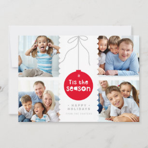 FLERFAMILJS FOTO festlig kulle dekoration röd Julkort