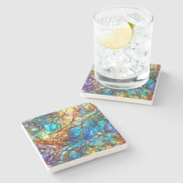 Flerfärgad abstrakt 77 blyinfattat glas-stil stenunderlägg