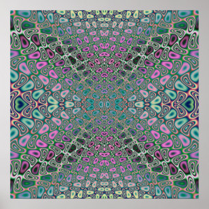 Flerfärgad Abstrakt av fjäril Fractal-fjäril Poster