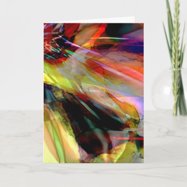 Flerfärgad Abstrakt Blommor i rött Gult svart Kort (Framsida)