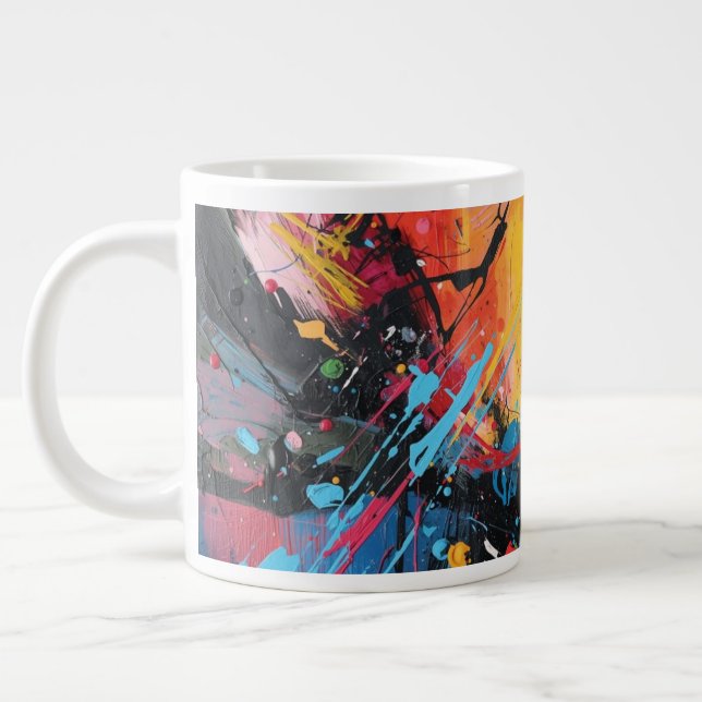 Flerfärgad abstrakt designmugg jumbo mugg (Vänster)