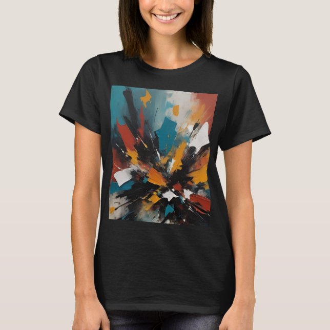 Flerfärgad Abstrakt Konst T-shirt (Framsida)