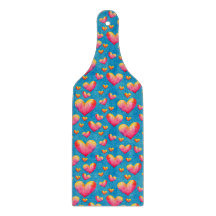 Flerfärgad akvarellhjärtan skärbräda