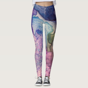 Flerfärgad alkoholbläck vätska Abstrakt konst Leggings
