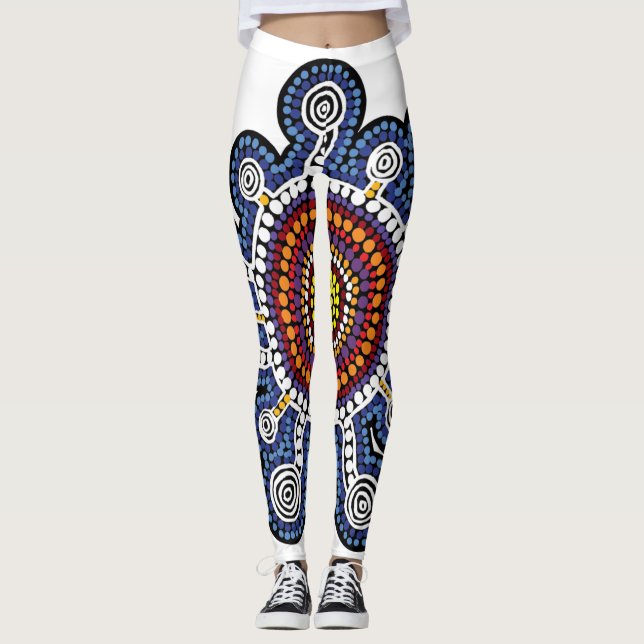 Flerfärgad Australienoriginalkonst Leggings (Framsida)