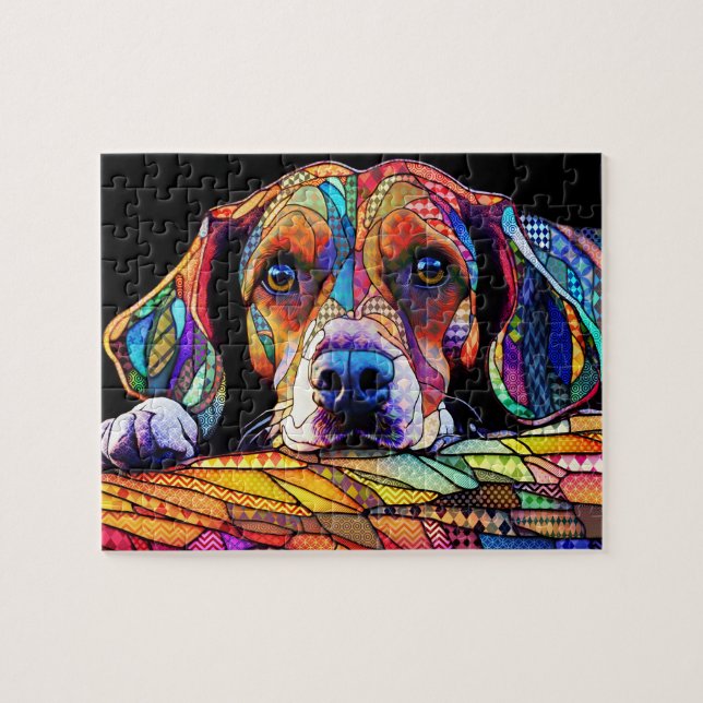 Flerfärgad Beagle Hund 178 Pussel (Horisontell)