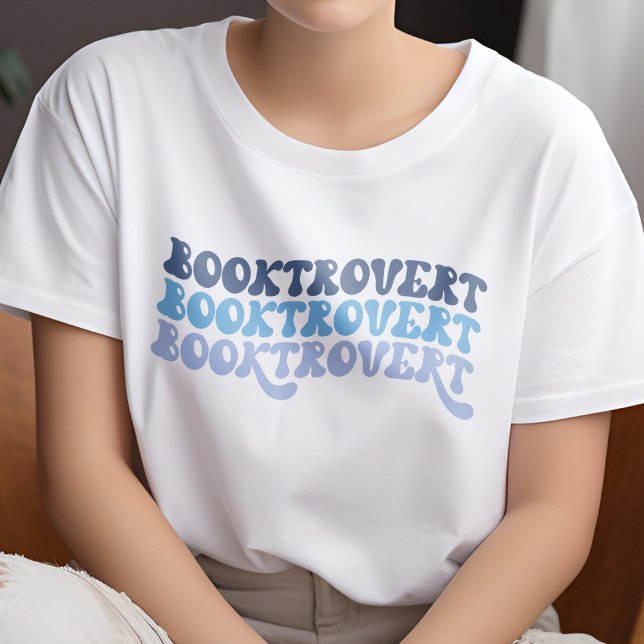 Flerfärgad blå Retro Booktrovert Bok Älskare T Shirt (Skapare uppladdad)