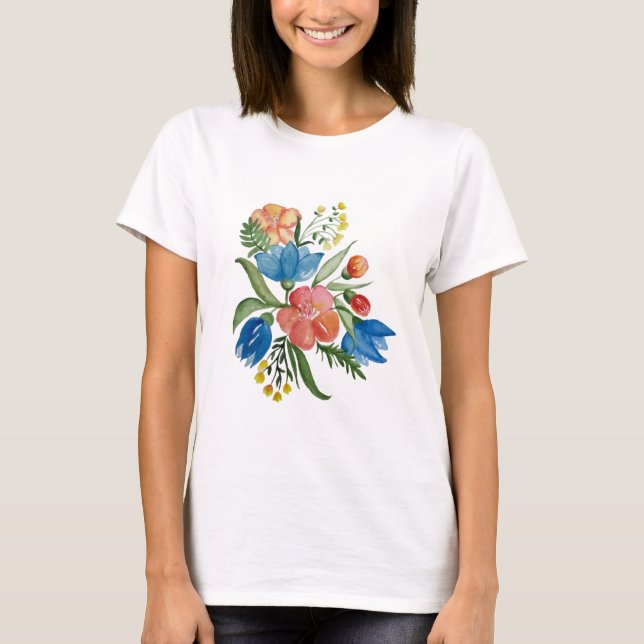 Flerfärgad blombukett t shirt (Framsida)