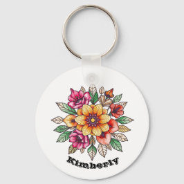 Flerfärgad blomma nyckelring