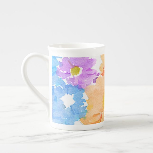 Flerfärgad blommigt Bone China Mugg Benporslin Mugg (Vänster)