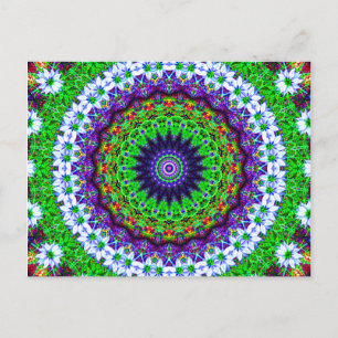 Flerfärgad Blommigt Kaleidoscope Mandala Vykort