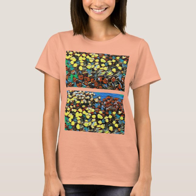 Flerfärgad Blommigt - skiva T Shirt (Framsida)