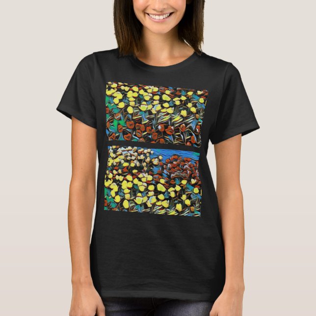 Flerfärgad Blommigt - skiva T Shirt (Framsida)