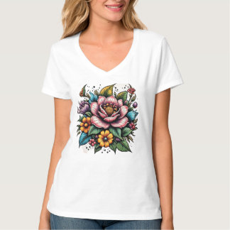 Flerfärgad blomsterbukett t shirt