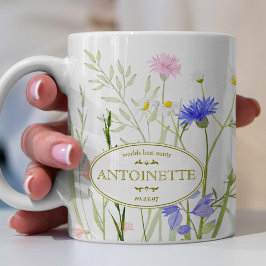 Flerfärgad blomsterkaffekopp Lägg till ett namn St Kaffemugg