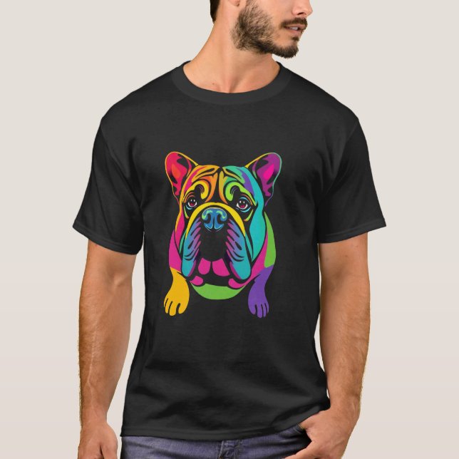 Flerfärgad Bulldog T Shirt (Framsida)