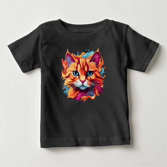 Flerfärgad design för Cute Cat Ansikte T Shirt (Framsida)