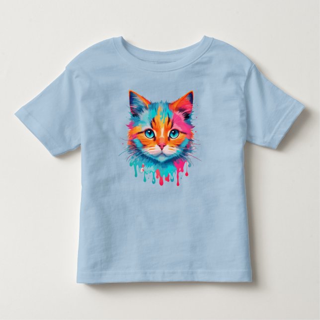 Flerfärgad design för Cute Cat Ansikte T Shirt (Framsida)