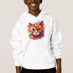 Flerfärgad design för Cute Cat Ansikte T Shirt