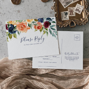 Flerfärgad elegant blomster meny val RSVP