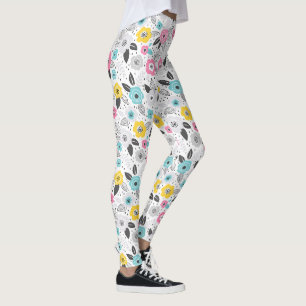 Flerfärgad elegant ditsy blommig mönster leggings