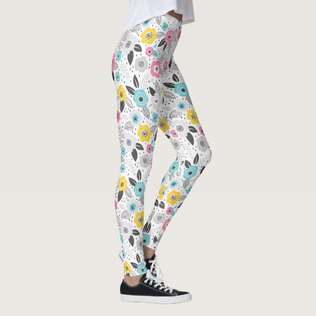 Flerfärgad elegant ditsy blommig mönster leggings (Höger)