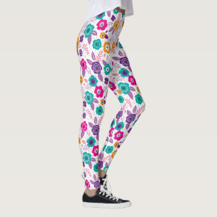 Flerfärgad elegant ditsy blommig mönster leggings